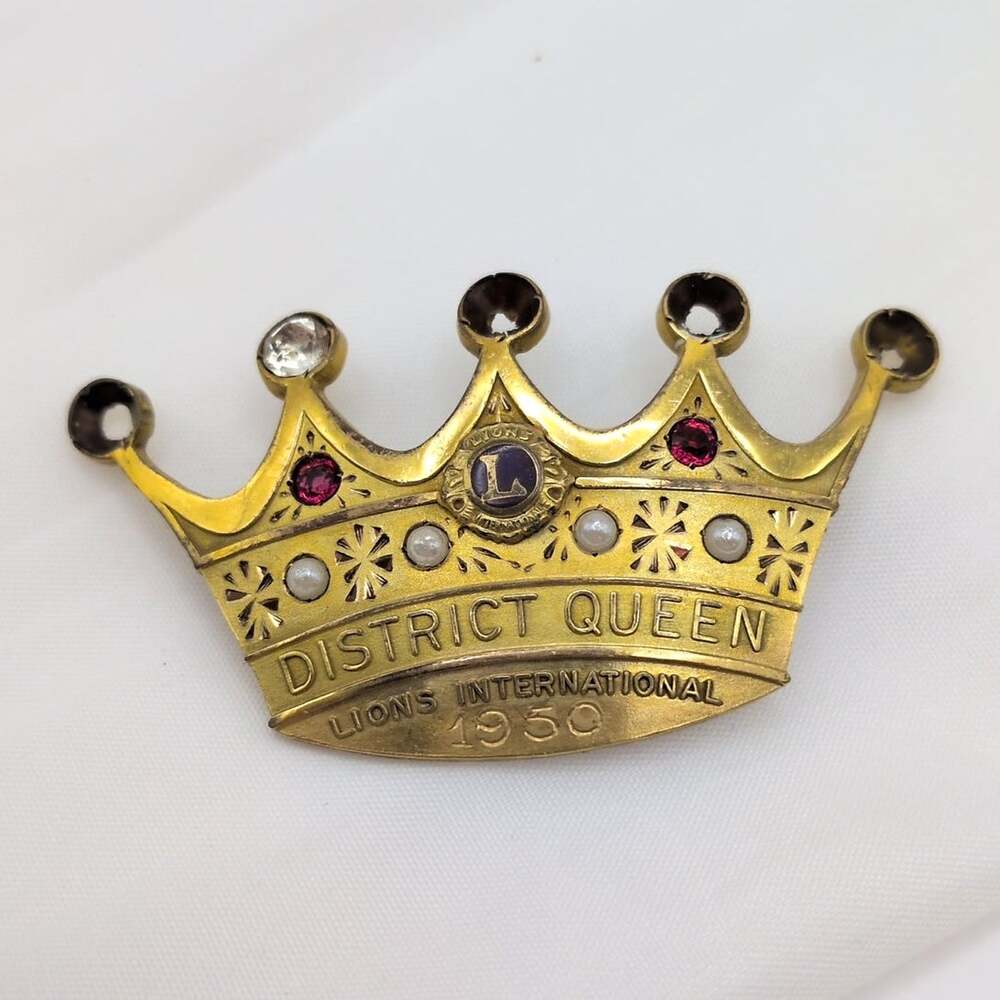 VTG 1/20 10k GF Lions Club International 1950 District Queen Crown Brooch *READ